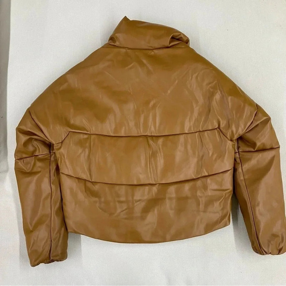 Free People Apparis Jemma Puffer Jacket Bomber Coat in Cognac Brown - Picture 8 of 11